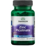 Swanson, Zinc Picolinate (Picolinate de Zinc), avec 22mg de Zinc Élémentaire, 60 Capsules, Hautement Dosé, Sans Soja, Sans Gluten, Sans OGM