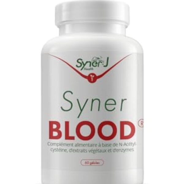 SynerBLOOD | Complément Circulatoire Naturel | NAC, Vigne Rouge, Petit Houx, Marron d’Inde, Nattokinase, Bromélaïne | 60 Gélules | 1 Mois | SynerJ Health
