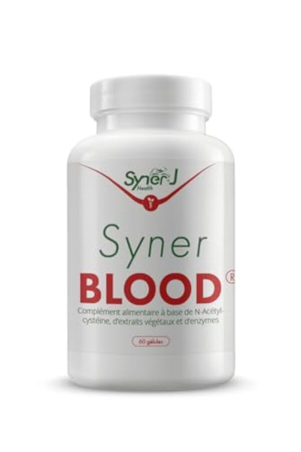 SynerBLOOD | Complément Circulatoire Naturel | NAC, Vigne Rouge, Petit Houx, Marron d’Inde, Nattokinase, Bromélaïne | 60 Gélules | 1 Mois | SynerJ Health – Image 2