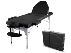 Table de Massage Pliante QUIRUMED Elite Aluminium, 186 x 66 cm, Couleur Noir, Table de Massage, Similicuir, Revêtement Haute densité, Léger, Réglable en Hauteur, Réglable en Hauteur