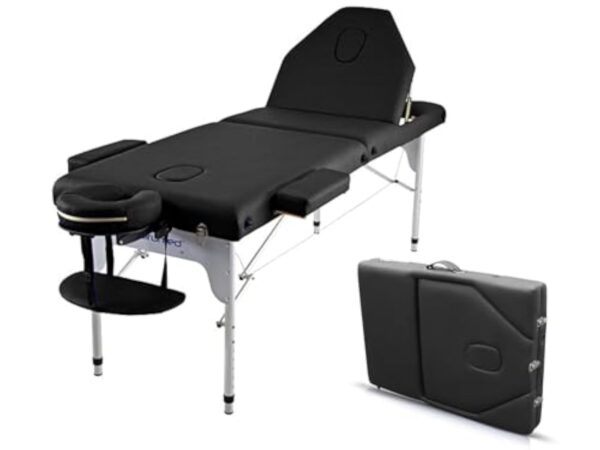 Table de Massage Pliante QUIRUMED Elite Aluminium, 186 x 66 cm, Couleur Noir, Table de Massage, Similicuir, Revêtement Haute densité, Léger, Réglable en Hauteur, Réglable en Hauteur – Image 2