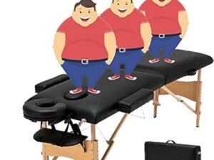 Table de massage portable légère avec trou pour le visage pliable en 2 sections pour le traitement, salon de tatouage, thérapie, spa facial en bois noir, tête et accoudoirs réglables
