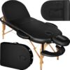TecTake® Table de Massage Pliante Professionnelle 3 Zones Massage et Relaxation Bois Table Esthetique Professionnel Lit de Massage Portable Appuie-tête Ergonomique, Housse de Transport - Noir