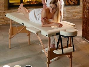 TecTake® Table de Massage Pliante Professionnelle 3 Zones Massage et Relaxation Bois Table Esthetique Professionnel Cosmetique Lit de Massage Portable Repose Bras & Housse de Transport - Noir