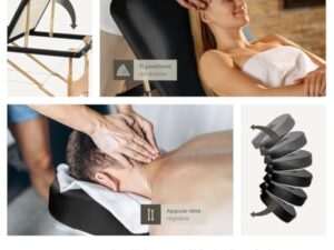 TecTake® Table de Massage Pliante Professionnelle 3 Zones Massage et Relaxation Bois Table Esthetique Professionnel Cosmetique Lit de Massage Portable Repose Bras & Housse de Transport - Noir