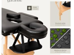 TecTake® Table de Massage Pliante Professionnelle 3 Zones Massage et Relaxation Bois Table Esthetique Professionnel Cosmetique Lit de Massage Portable Repose Bras & Housse de Transport - Noir