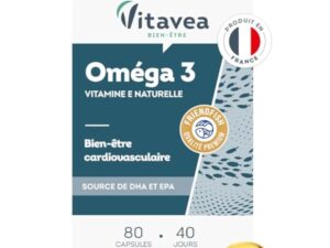 VITAVEA BIEN-ETRE - Omega 3 Vitamine E Naturelle - Huile de Poissons Sauvages Qualité Premium - Source d'EPA et DHA - Bien-être cardiovasculaire - 80 Capsules - 40 jours - Fabriqué en France