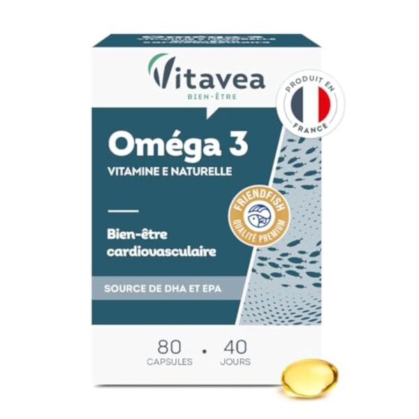 VITAVEA BIEN-ETRE - Omega 3 Vitamine E Naturelle - Huile de Poissons Sauvages Qualité Premium - Source d'EPA et DHA - Bien-être cardiovasculaire - 80 Capsules - 40 jours - Fabriqué en France – Image 2