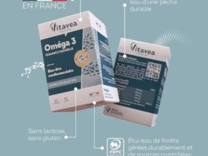 VITAVEA BIEN-ETRE - Omega 3 Vitamine E Naturelle - Huile de Poissons Sauvages Qualité Premium - Source d'EPA et DHA - Bien-être cardiovasculaire - 80 Capsules - 40 jours - Fabriqué en France