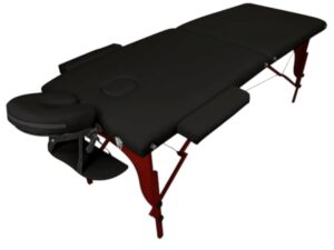 Vivezen - Table de Massage Pliante 2 Zones en Bois foncé avec Panneau Reiki + Accessoires et Housse de Transport - Noir