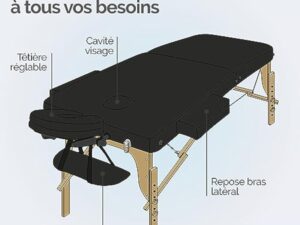 Vivezen - Table de Massage 15 cm Pliante 2 Zones en Bois avec Panneau Reiki + Accessoires et Housse de Transport - Plusieurs Coloris