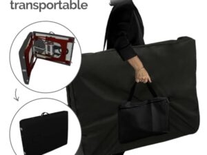 Vivezen - Table de Massage Pliante 2 Zones en Bois foncé avec Panneau Reiki + Accessoires et Housse de Transport - Noir