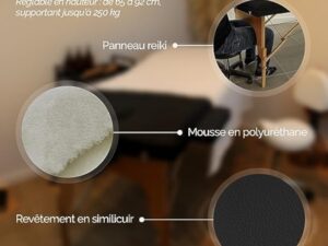 Vivezen - Table de Massage 15 cm Pliante 2 Zones en Bois avec Panneau Reiki + Accessoires et Housse de Transport - Plusieurs Coloris