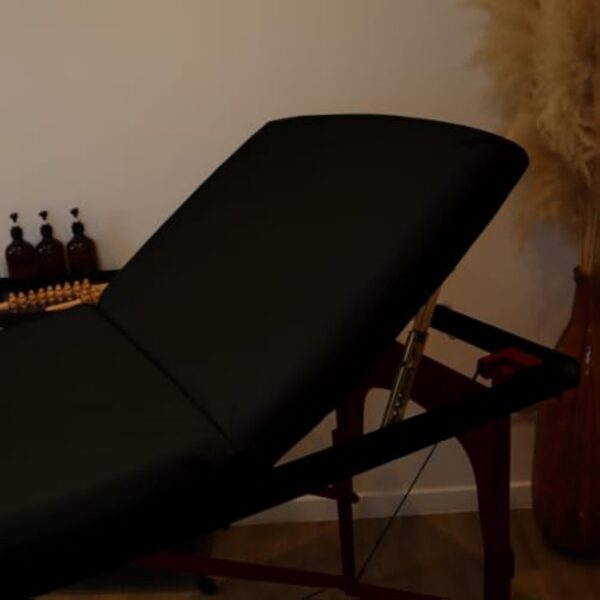 Vivezen - Table de Massage Pliante 3 Zones en Bois foncé avec Panneau Reiki + Accessoires et Housse de Transport - Noir – Image 8