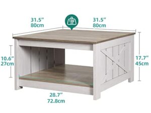 YITAHOME Table Basse Carrée en Bois avec Rangement, Table Basse Moderne Rustique pour Le Salon, Style Ferme, pour Le Salon avec Compartiment de Rangement à moitié Ouvert