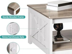 YITAHOME Table Basse Carrée en Bois avec Rangement, Table Basse Moderne Rustique pour Le Salon, Style Ferme, pour Le Salon avec Compartiment de Rangement à moitié Ouvert