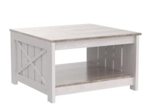 YITAHOME Table Basse Carrée en Bois avec Rangement, Table Basse Moderne Rustique pour Le Salon, Style Ferme, pour Le Salon avec Compartiment de Rangement à moitié Ouvert