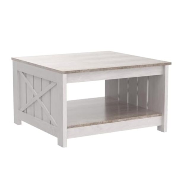 YITAHOME Table Basse Carrée en Bois avec Rangement, Table Basse Moderne Rustique pour Le Salon, Style Ferme, pour Le Salon avec Compartiment de Rangement à moitié Ouvert – Image 9