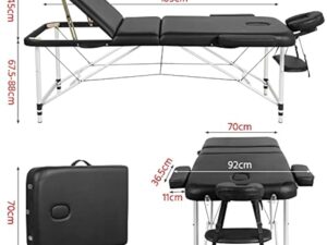 Yaheetech Ensemble de Table de Massage avec Tabouret de Massage à roulettes Réglable 46,5-61 cm Pivotant Lit de Massage Pliable réglable en Hauteur avec appuie-tête Noir