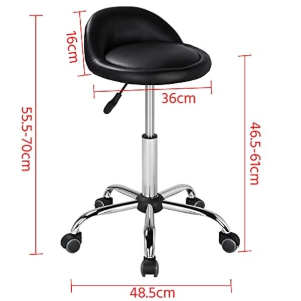 Yaheetech Ensemble de Table de Massage avec Tabouret de Massage à roulettes Réglable 46,5-61 cm Pivotant Lit de Massage Pliable réglable en Hauteur avec appuie-tête Noir – Image 6