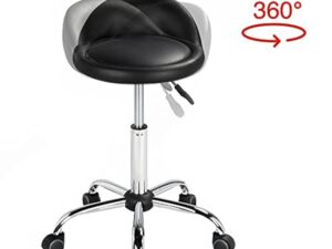Yaheetech Ensemble de Table de Massage avec Tabouret de Massage à roulettes Réglable 46,5-61 cm Pivotant Lit de Massage Pliable réglable en Hauteur avec appuie-tête Noir