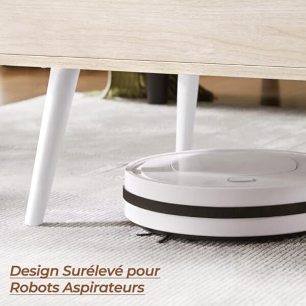 Yaheetech Table Basse à Plateau Relevable, Table de Salon avec Tiroirs Ouverts en Tissu Pliable, Hauteur Réglable avec Compartiment de Rangement Caché pour Salon Bureau Chambre, Bois Clair – Image 8