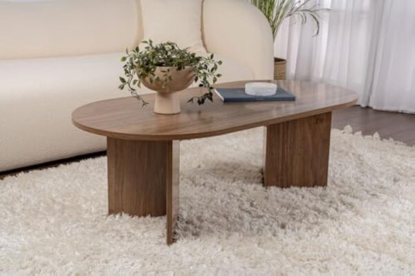 Hanah Home Élégante Table à café en Noyer, 119 x 60 x 39,8 cm, 100% mélamine, épaisseur 18 mm, Parfaite pour Les Salons Modernes et Les espaces – Image 2