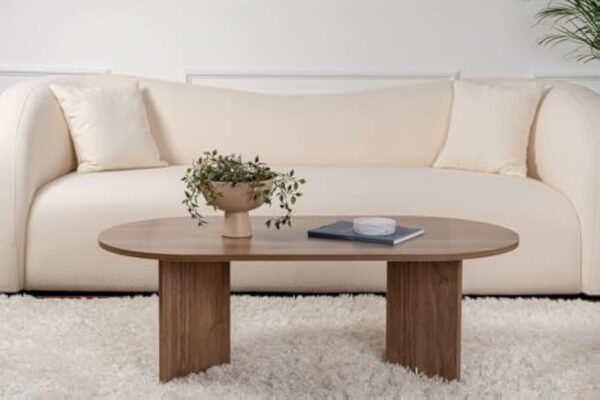 Hanah Home Élégante Table à café en Noyer, 119 x 60 x 39,8 cm, 100% mélamine, épaisseur 18 mm, Parfaite pour Les Salons Modernes et Les espaces – Image 4