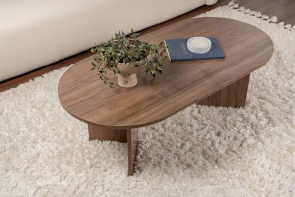 Hanah Home Élégante Table à café en Noyer, 119 x 60 x 39,8 cm, 100% mélamine, épaisseur 18 mm, Parfaite pour Les Salons Modernes et Les espaces – Image 5