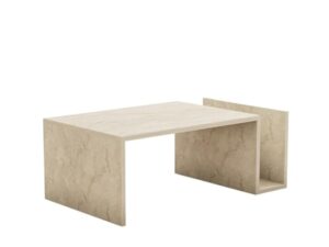 Hanah Home Élégante Table à café, Travertine, 86,8 x 32,4 x 50 cm, 100% mélamine, épaisseur 18 mm, Montage Mural, Design élégant en marbre