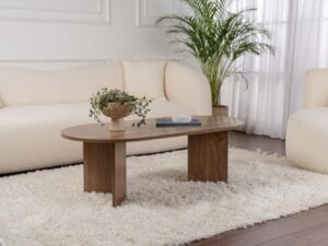 Hanah Home Élégante Table à café en Noyer, 119 x 60 x 39,8 cm, 100% mélamine, épaisseur 18 mm, Parfaite pour Les Salons Modernes et Les espaces