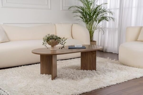 Hanah Home Élégante Table à café en Noyer, 119 x 60 x 39,8 cm, 100% mélamine, épaisseur 18 mm, Parfaite pour Les Salons Modernes et Les espaces – Image 8