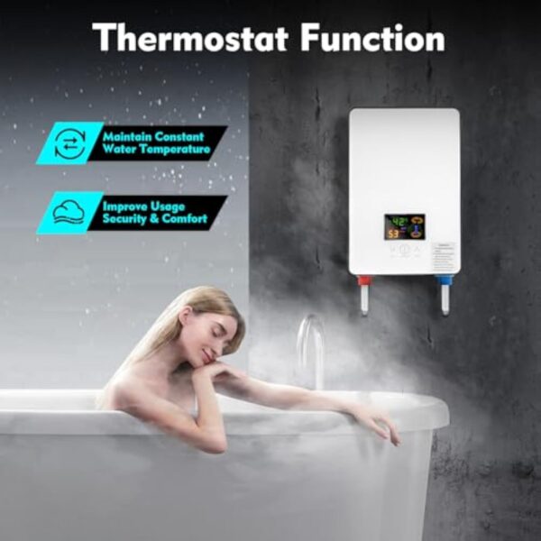 vinnyooc 230V 6500W Chauffe-eau électrique, 30-55 ℃ Chauffe-Eau Instantané, Tankless Chauffe-eau, Ballon Eau Chaude pour Salle de Bain Cuisine – Image 5