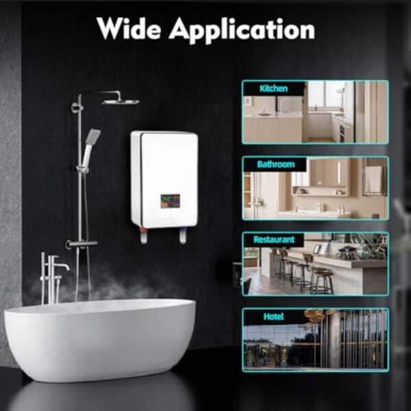 vinnyooc 230V 6500W Chauffe-eau électrique, 30-55 ℃ Chauffe-Eau Instantané, Tankless Chauffe-eau, Ballon Eau Chaude pour Salle de Bain Cuisine – Image 8