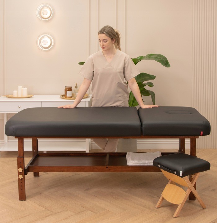 Lit de Table Double de soins, massage 2 Segments en bois réglable