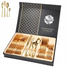 Ensemble de 24 couverts élégants de Luxe doré