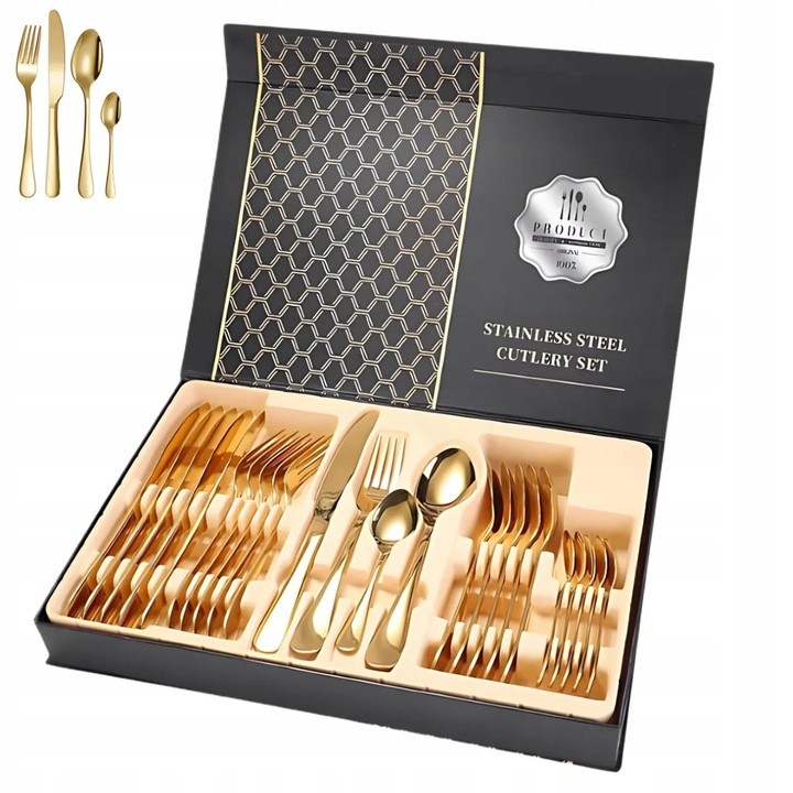Ensemble de 24 couverts élégants de Luxe doré