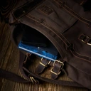 Sac à dos vintage pour hommes Paolo Peruzzi École ,ville marron rétro