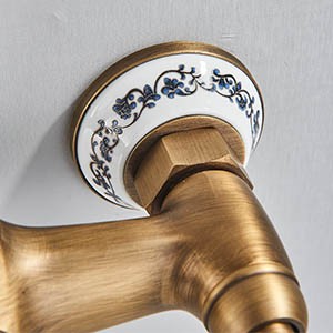 Ensemble de robinets de baignoire-douche en laiton Antique, à double poignée avec douchette et bec pivotant