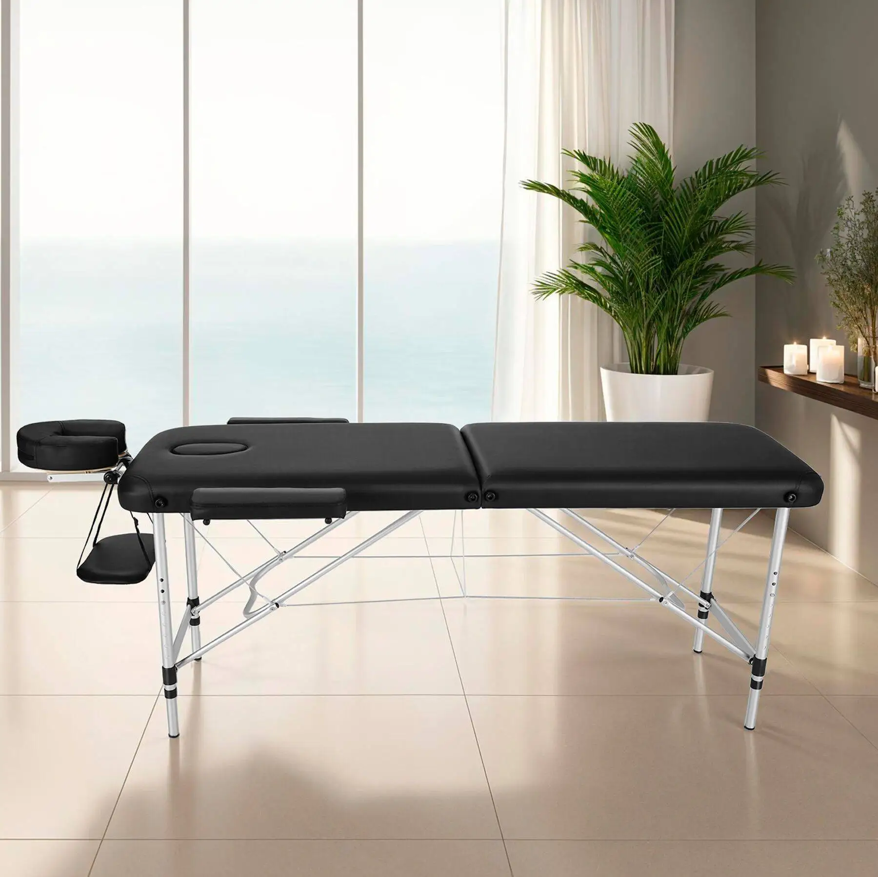 Table de Massage Pliante Professionnelle 2 Zones Aluminium Cosmetique Lit de Massage