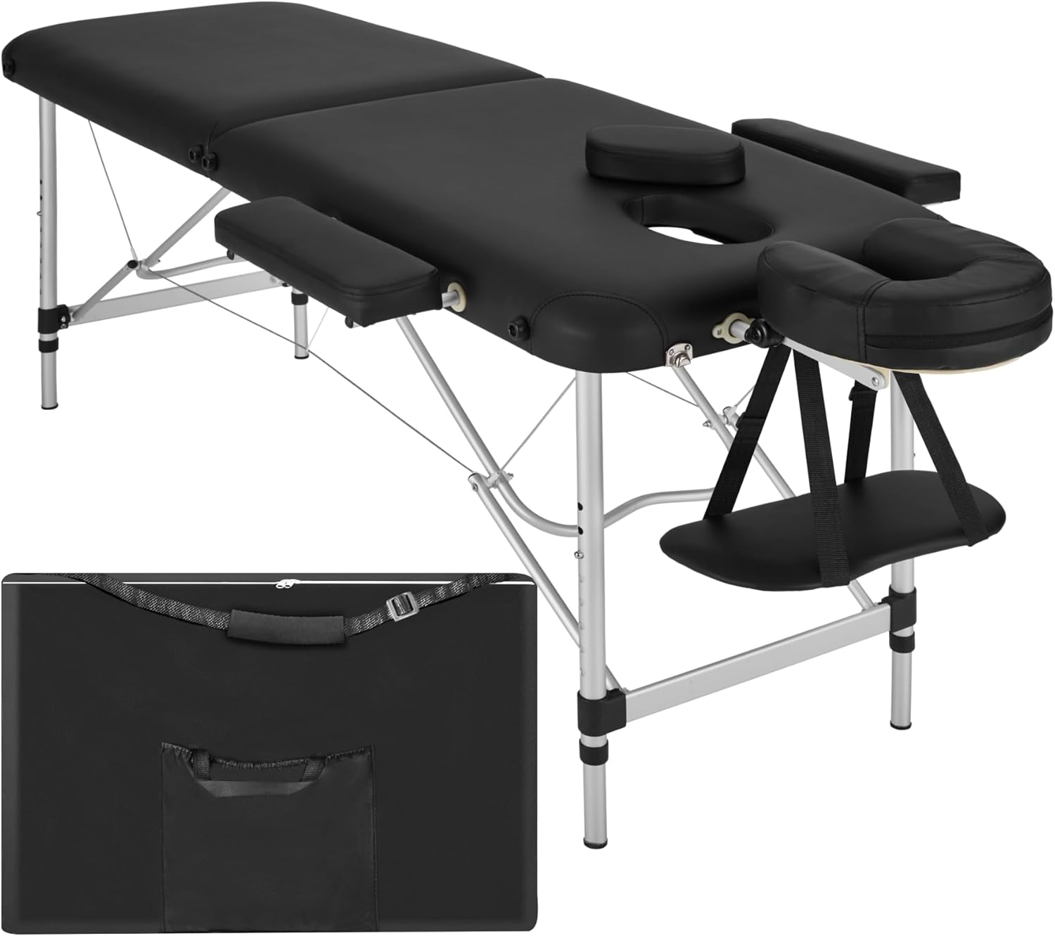 Table de Massage Pliante Professionnelle 2 Zones Aluminium Cosmetique Lit de Massage