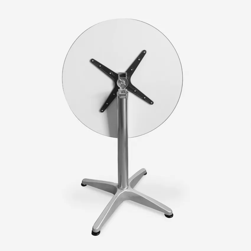 Table de bar extérieur avec plateau rond pliant 70 cm en acier Skladan