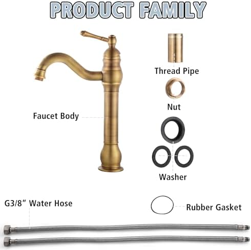 ROWINNAO Robinet Salle de Bain Rétro Laiton Haut, Antique Mitigeur Lavabo Vasque avec bec Hauteur 230 mm, Pivotant à 360°Mitigeur Vasque Salle de Bain, Robinet Lave Main Chaude et Froide, G3/8 Amazon.fr: Bricolage – Image 6